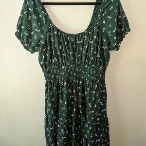 Hollister Floral Green Dress XL Long
